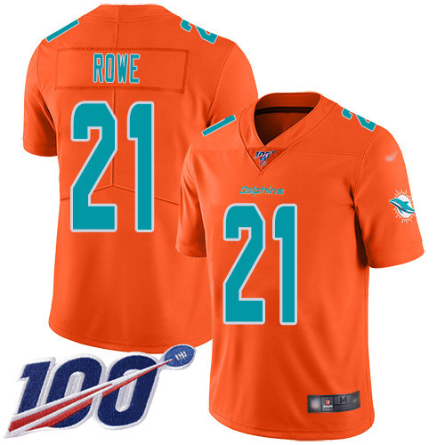Personalized Dolphins #21 Eric Rowe Orange Men’s Stitched NFL Limited Inverted Legend 100th Season Jersey