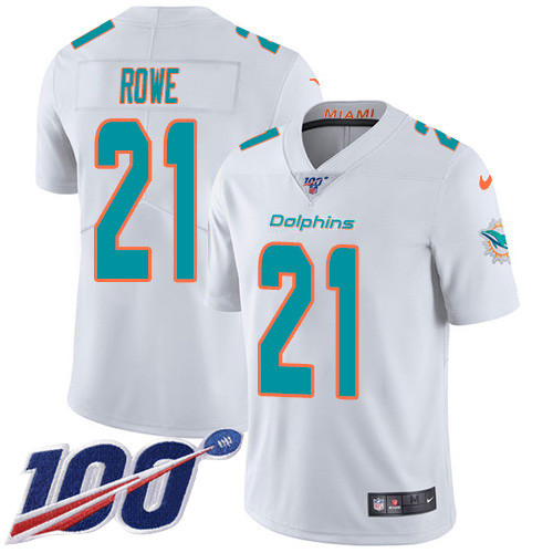 Personalized Dolphins #21 Eric Rowe White Men’s Stitched NFL 100th Season Untouchable Limited Jersey