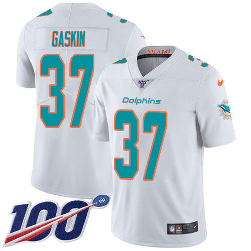 Personalized Dolphins #37 Myles Gaskin White Men’s Stitched NFL 100th Season Untouchable Limited Jersey