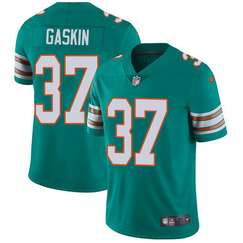 Personalized Dolphins #37 Myles Gaskin Aqua Green Alternate Men’s Stitched NFL Untouchable Limited Jersey