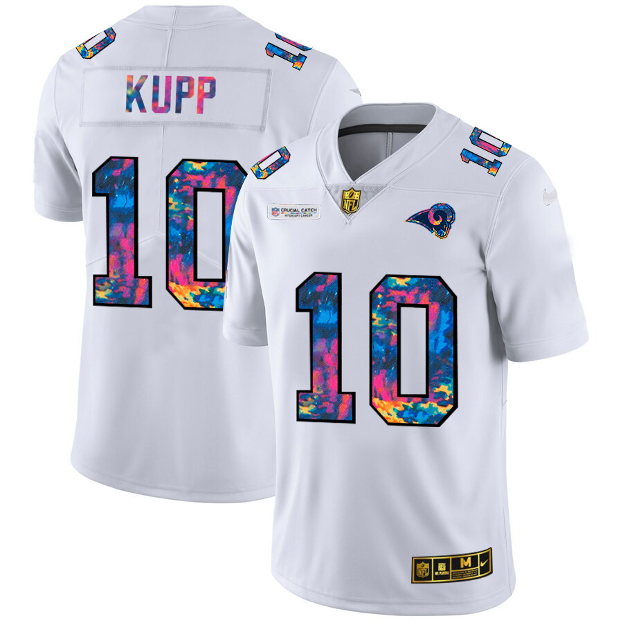 Personalized Los Angeles Rams #10 Cooper Kupp Men’s White Multi-Color 2020 NFL Crucial Catch Limited NFL Jersey