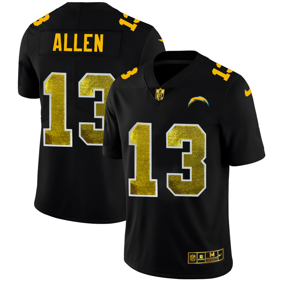 Personalized Los Angeles Chargers #13 Keenan Allen Men’s Black Golden Sequin Limited NFL Jersey