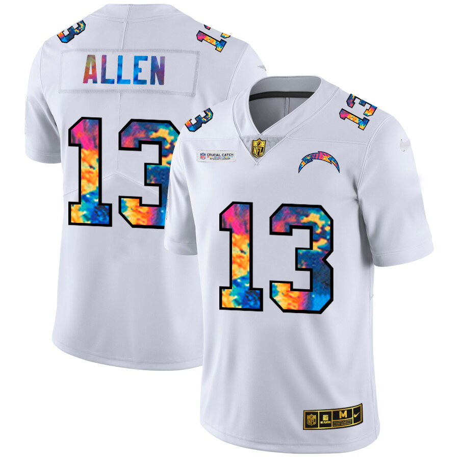 Personalized Los Angeles Chargers #13 Keenan Allen Men’s White Multi-Color 2020 NFL Crucial Catch Limited NFL Jersey
