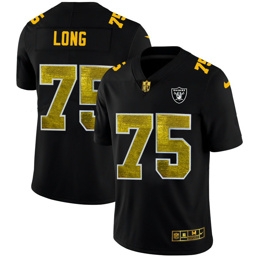 Personalized Las Vegas Raiders #75 Howie Long Men’s Black Golden Sequin Limited NFL Jersey