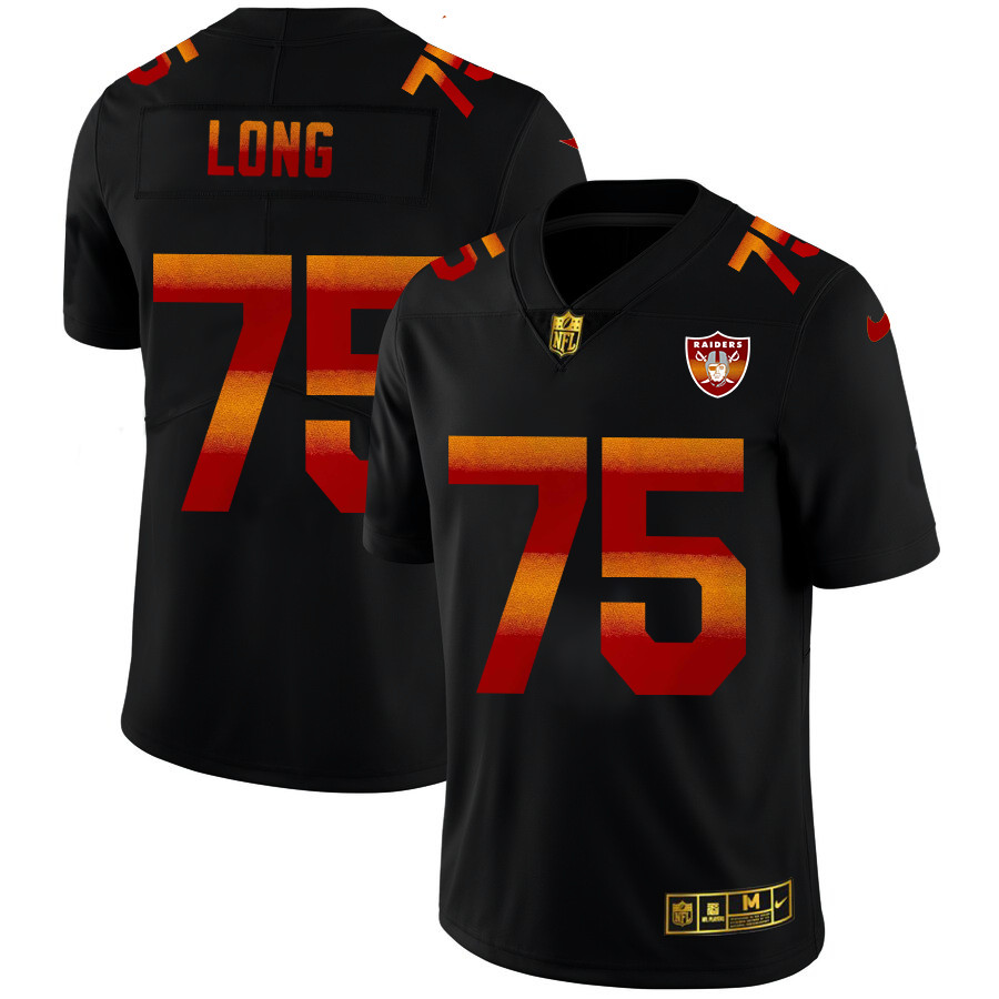 Personalized Las Vegas Raiders #75 Howie Long Men’s Black Red Orange Stripe Limited NFL Jersey