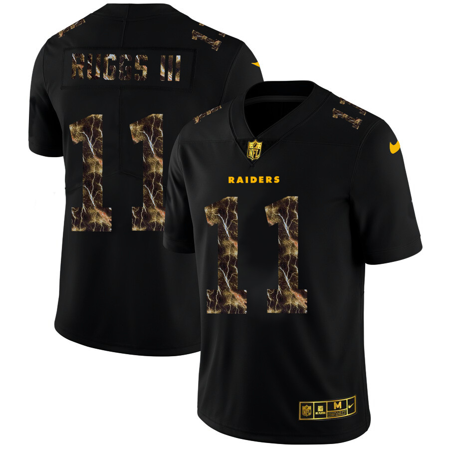 Personalized Las Vegas Raiders #11 Henry Ruggs III Men’s Black Flocked Lightning Limited NFL Jersey