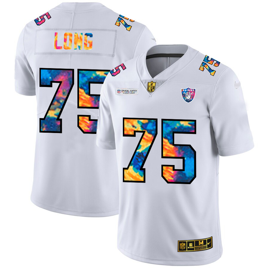 Personalized Las Vegas Raiders #75 Howie Long Men’s White Multi-Color 2020 NFL Crucial Catch Limited NFL Jersey