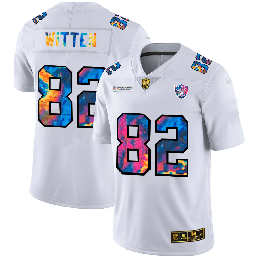 Personalized Las Vegas Raiders #82 Jason Witten Men’s White Multi-Color 2020 NFL Crucial Catch Limited NFL Jersey
