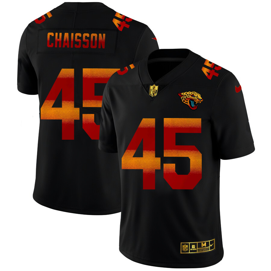 Personalized Jacksonville Jaguars #45 K’Lavon Chaisson Men’s Black Red Orange Stripe Limited NFL Jersey