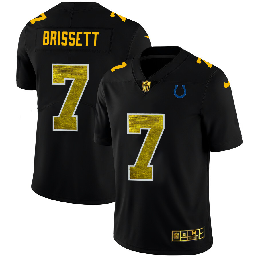 Personalized Indianapolis Colts #7 Jacoby Brissett Men’s Black Golden Sequin Limited NFL Jersey