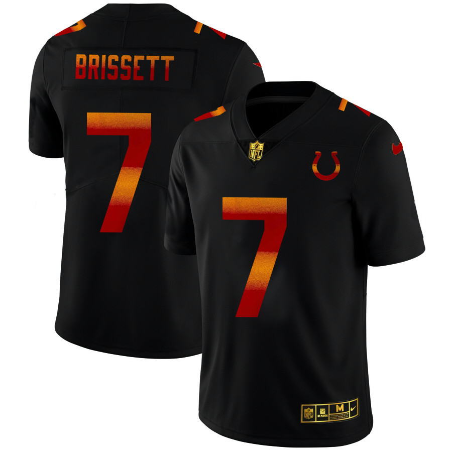 Personalized Indianapolis Colts #7 Jacoby Brissett Men’s Black Red Orange Stripe Limited NFL Jersey