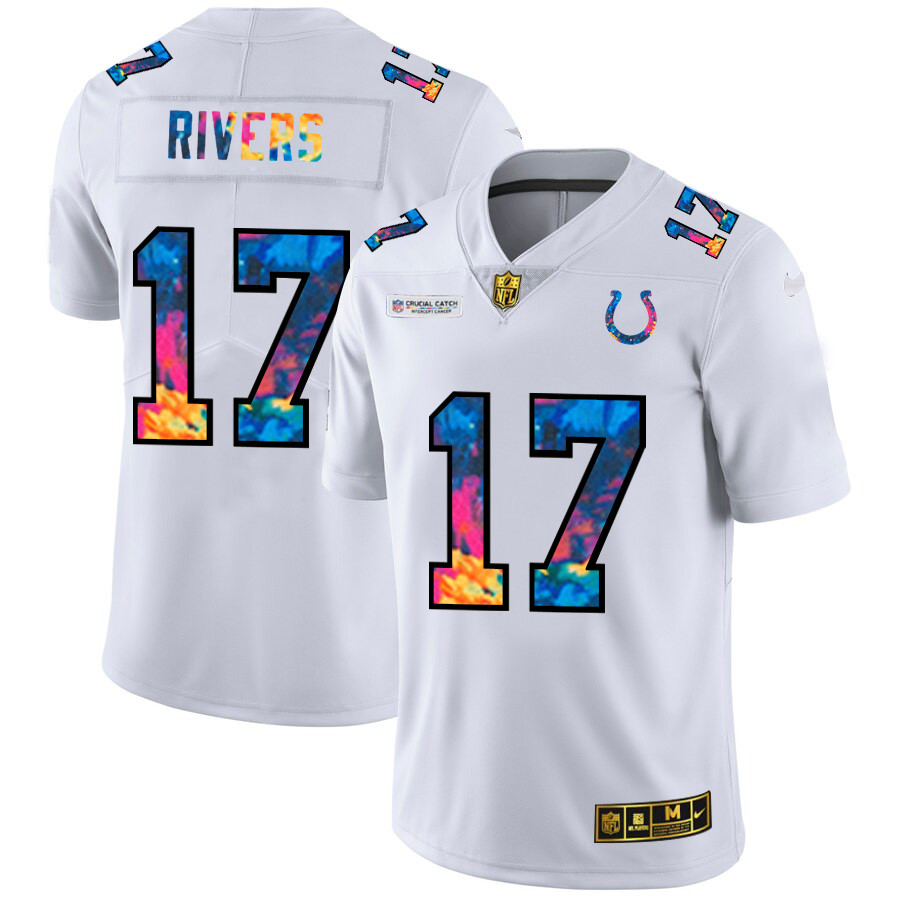 Personalized Indianapolis Colts #17 Philip Rivers Men’s White Multi-Color 2020 NFL Crucial Catch Limited NFL Jersey