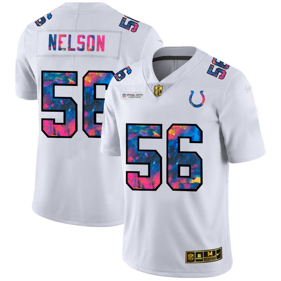 Personalized Indianapolis Colts #56 Quenton Nelson Men’s White Multi-Color 2020 NFL Crucial Catch Limited NFL Jersey
