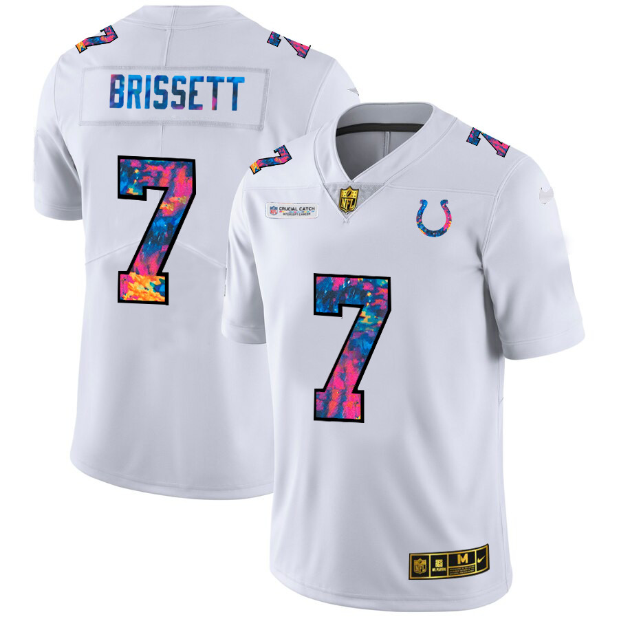 Personalized Indianapolis Colts #7 Jacoby Brissett Men’s White Multi-Color 2020 NFL Crucial Catch Limited NFL Jersey