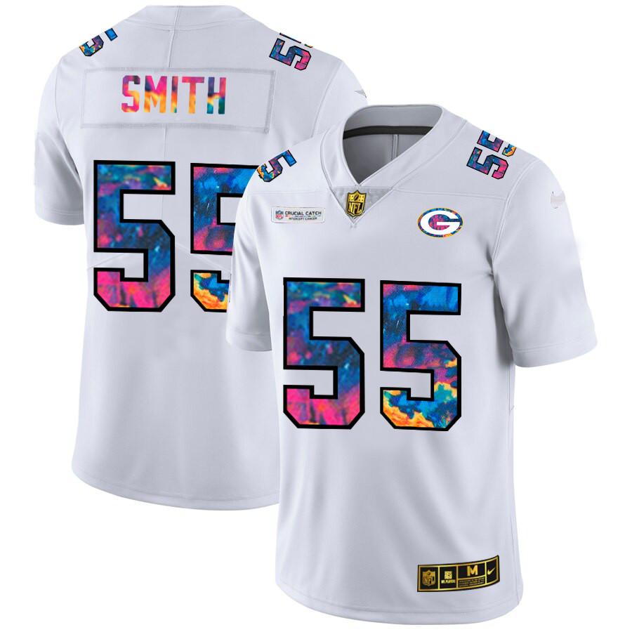 Personalized Green Bay Packers #55 Za’Darius Smith Men’s White Multi-Color 2020 NFL Crucial Catch Limited NFL Jersey