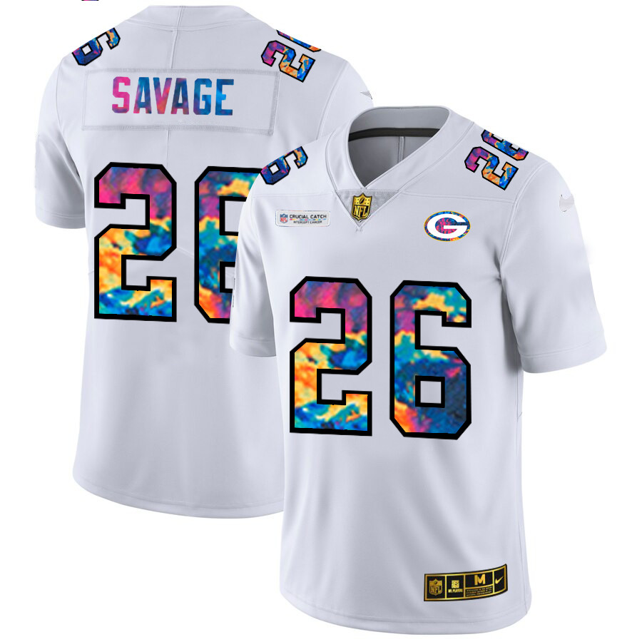 Personalized Green Bay Packers #26 Darnell Savage Jr. Men’s White Multi-Color 2020 NFL Crucial Catch Limited NFL Jersey