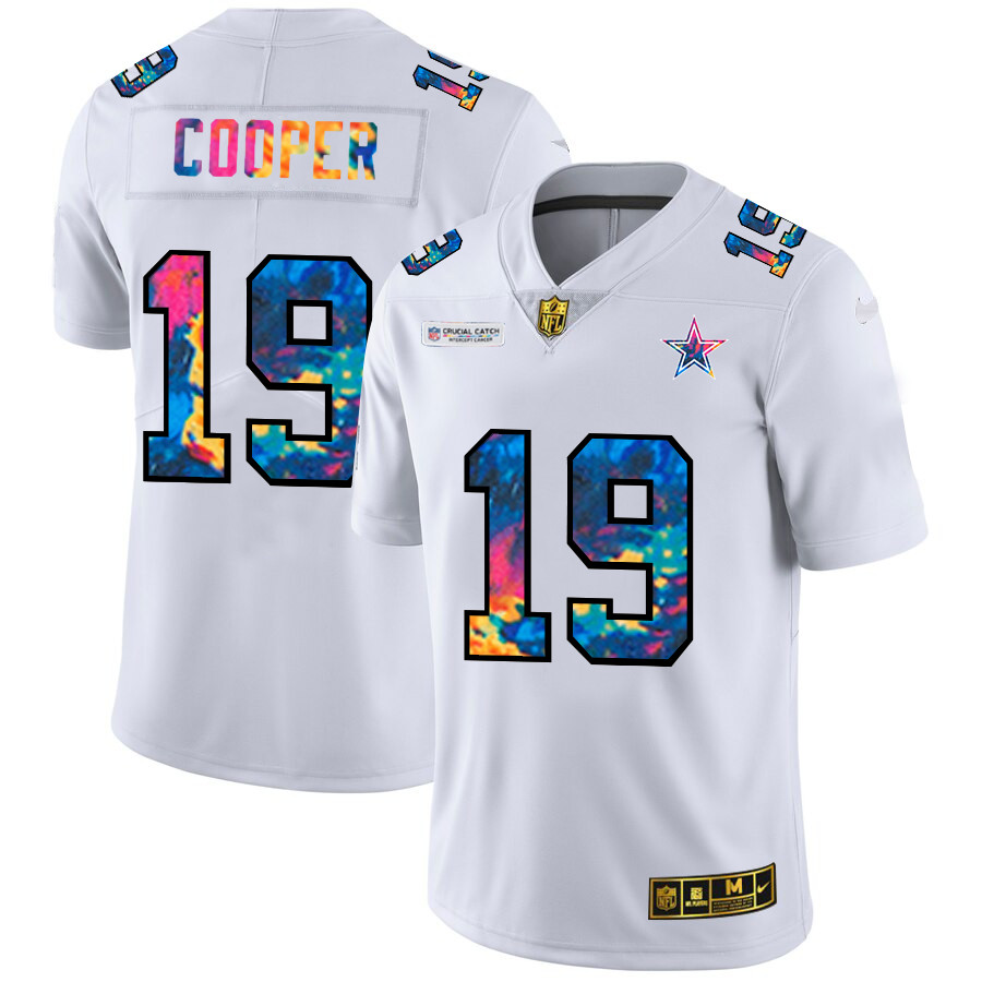 Personalized Dallas Cowboys #19 Amari Cooper Men’s White Multi-Color 2020 NFL Crucial Catch Limited NFL Jersey