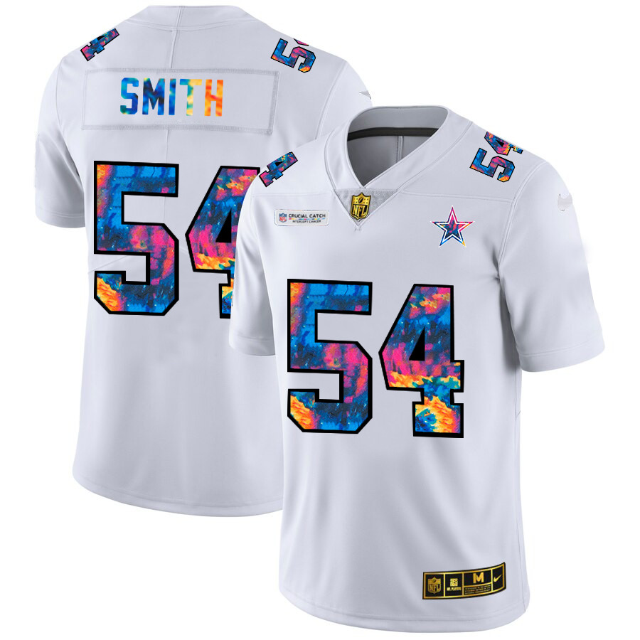 Personalized Dallas Cowboys #54 Jaylon Smith Men’s White Multi-Color 2020 NFL Crucial Catch Limited NFL Jersey