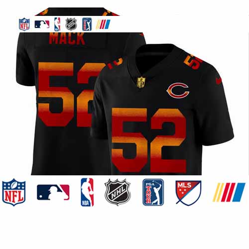 Personalized Chicago Bears #52 Khalil Mack Men’s Black Red Orange Stripe Limited NFL Jersey