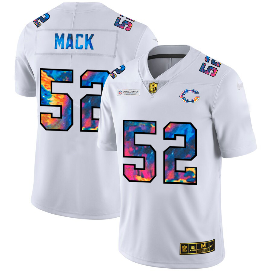 Personalized Chicago Bears #52 Khalil Mack Men’s White Multi-Color 2020 NFL Crucial Catch Limited NFL Jersey