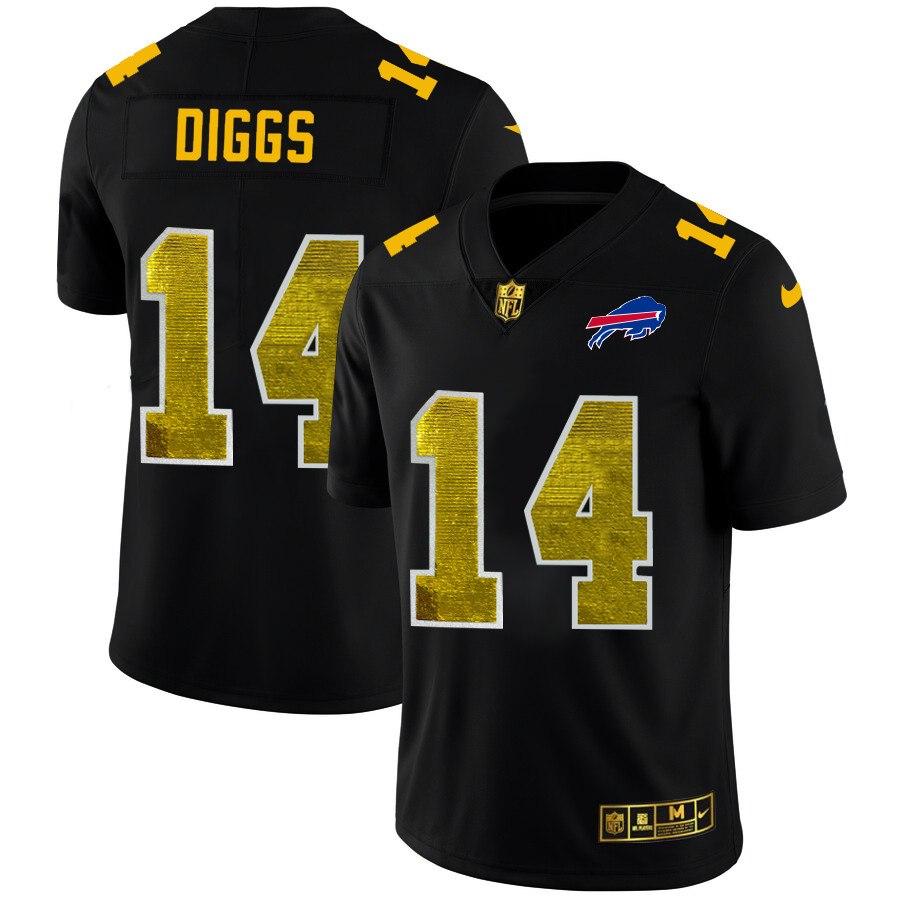 Personalized Buffalo Bills #14 Stefon Diggs Men’s Black Golden Sequin Limited NFL Jersey