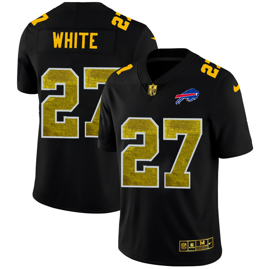 Personalized Buffalo Bills #27 Tre’Davious White Men’s Black Golden Sequin Limited NFL Jersey