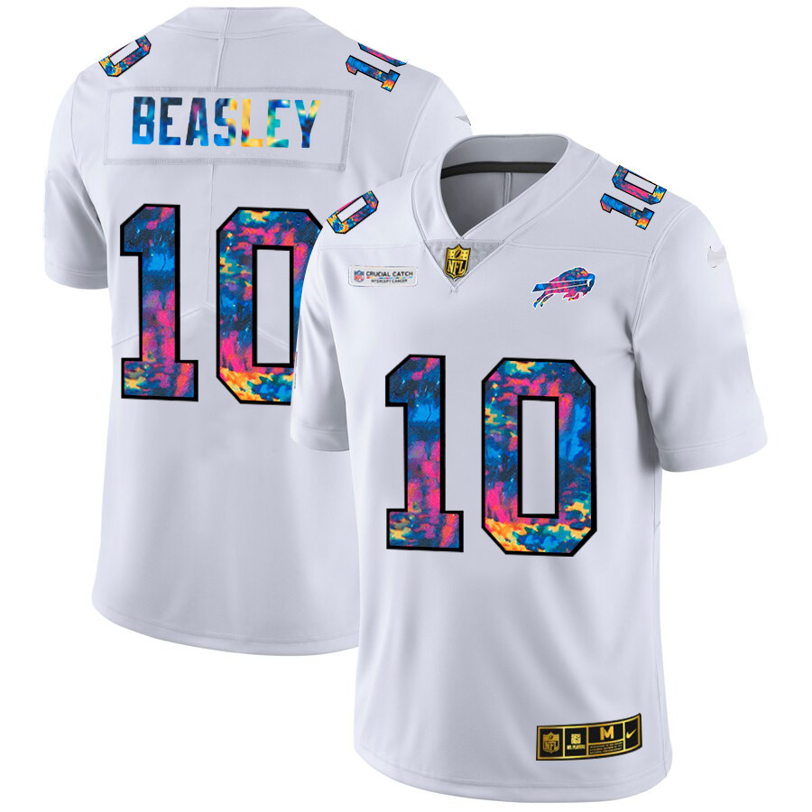 Personalized Buffalo Bills #10 Cole Beasley Men’s White Multi-Color 2020 NFL Crucial Catch Limited NFL Jersey