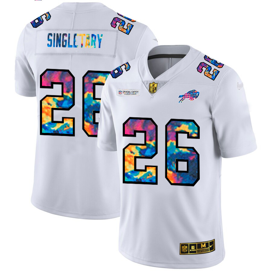 Personalized Buffalo Bills #26 Devin Singletary Men’s White Multi-Color 2020 NFL Crucial Catch Limited NFL Jersey