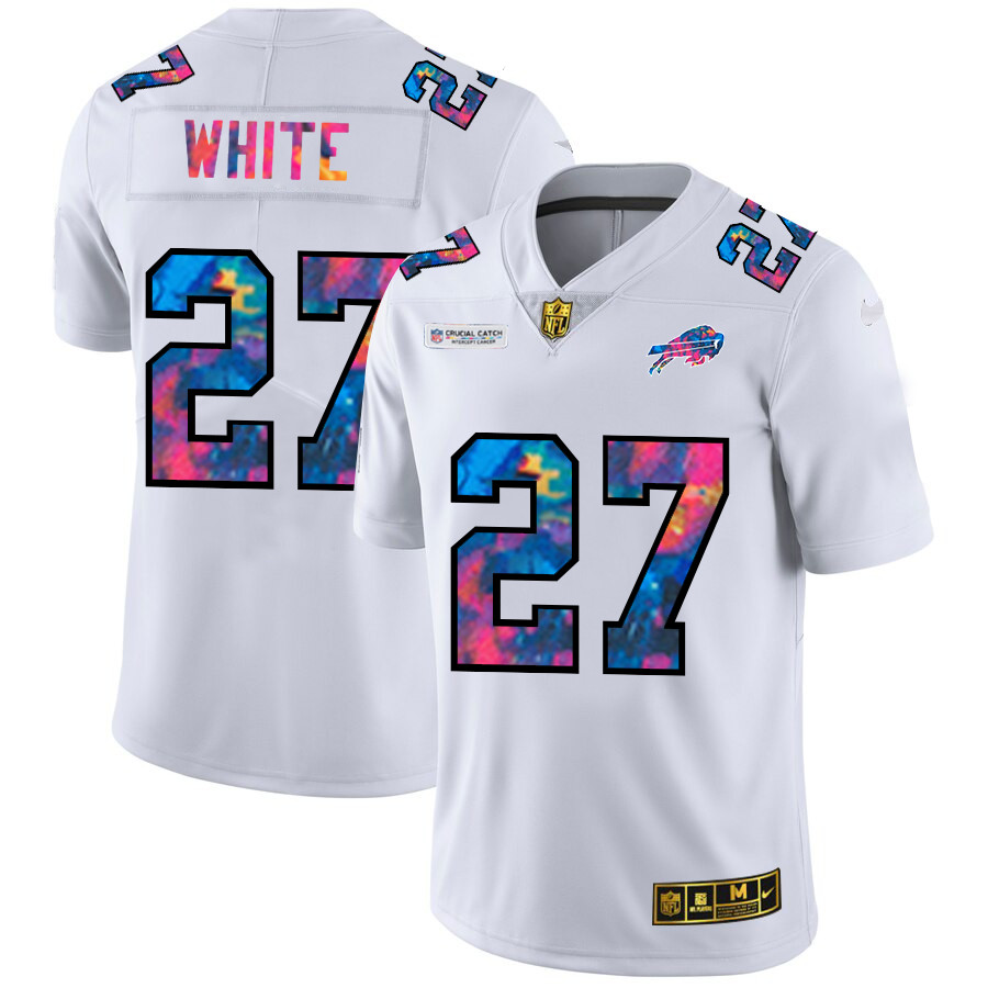Personalized Buffalo Bills #27 Tre’Davious White Men’s White Multi-Color 2020 NFL Crucial Catch Limited NFL Jersey