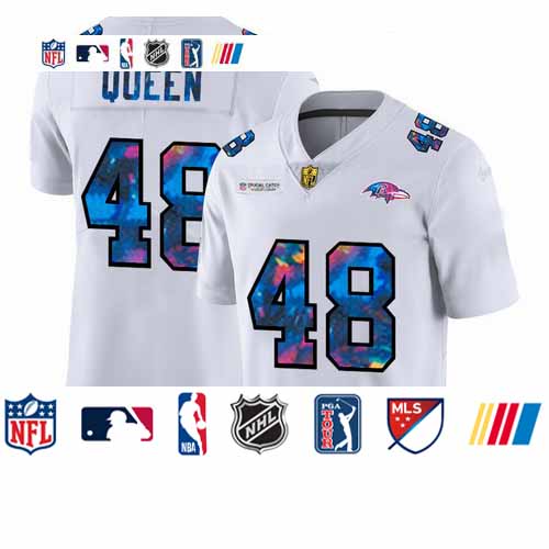 Personalized Baltimore Ravens #48 Patrick Queen Men’s White Multi-Color 2020 NFL Crucial Catch Limited NFL Jersey