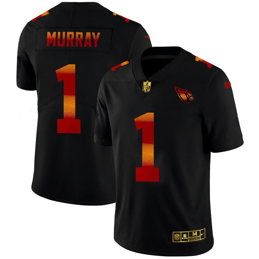 Personalized Arizona Cardinals #1 Kyler Murray Men’s Black Red Orange Stripe Limited NFL Jersey