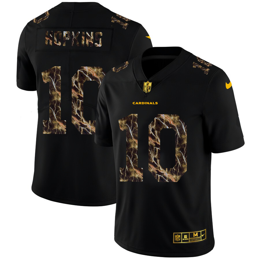 Personalized Arizona Cardinals #10 DeAndre Hopkins Men’s Black Flocked Lightning Limited NFL Jersey