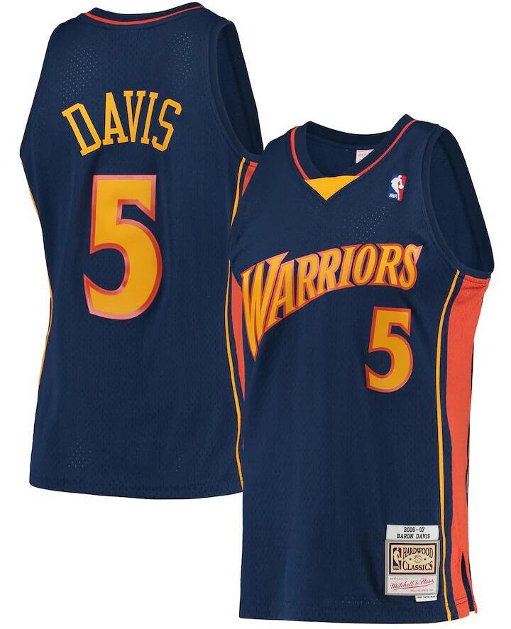Personalized Warriors 5 Baron Davis Navy 2006-07 Hardwood Classics Jersey