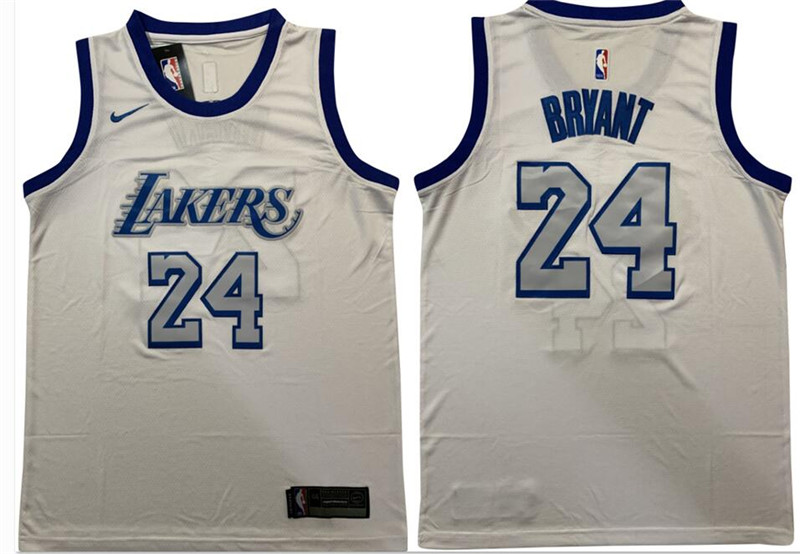 Personalized Lakers 24 Kobe Bryant White Swingman Jersey