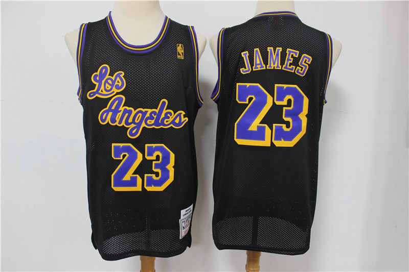 Personalized Lakers 23 Lebron James Black Mesh Hardwood Classics Jersey