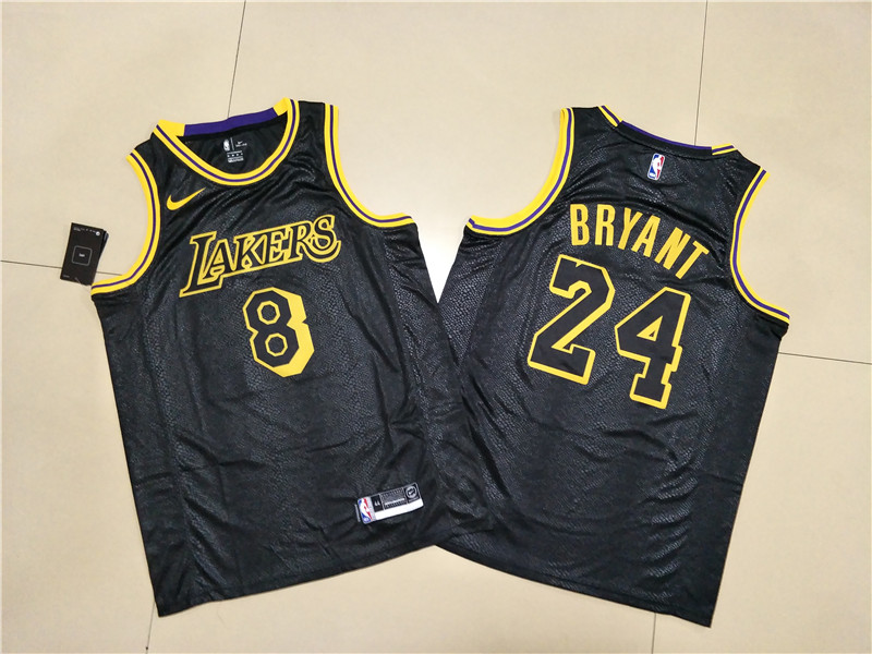 Personalized Lakers 8 & 24 Kobe Bryant Black Commemorative Swingman Jersey