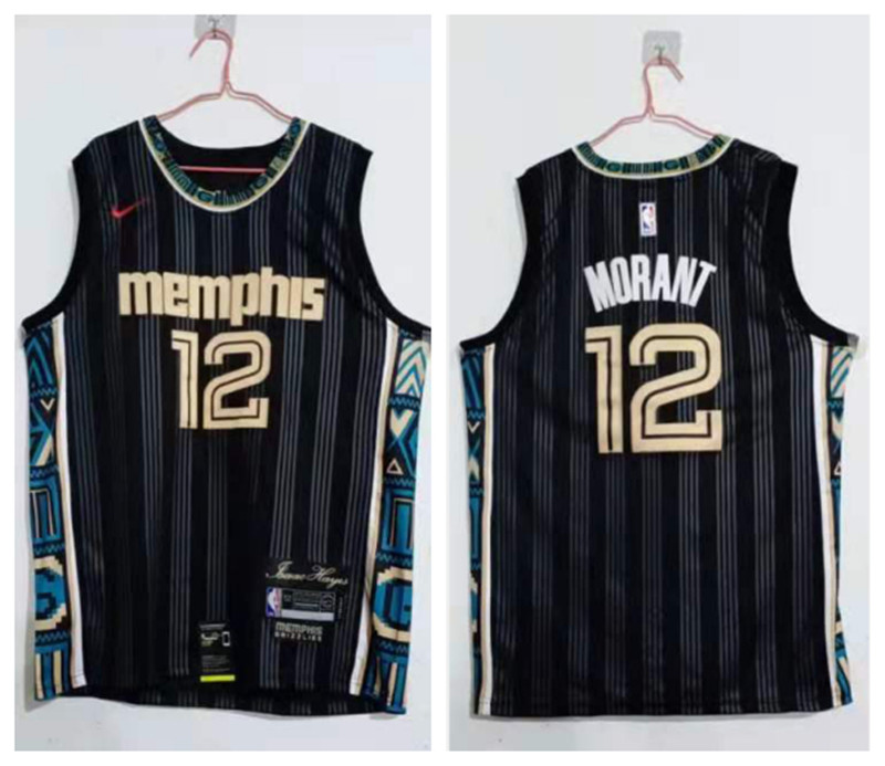 Personalized Grizzlies 12 Ja Morant Black 2020-21 City Edition Swingman Jersey