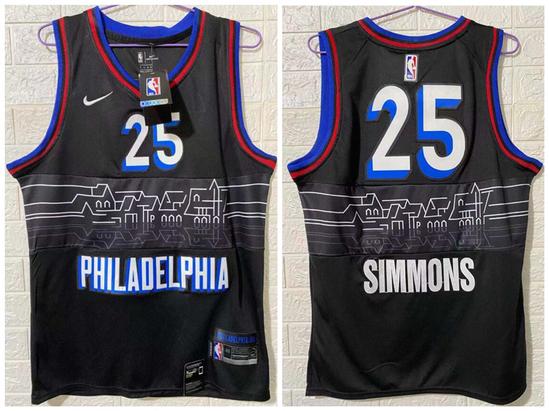 Personalized 76ers 25 Ben Simmons Black 2020-21 City Edition Swingman Jersey
