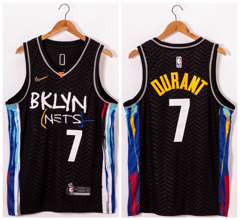 Personalized Nets 7 Kevin Durant Black 2021 Swingman Jersey