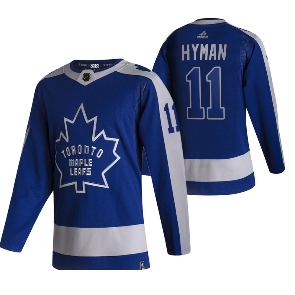 Personalized Toronto Maple Leafs #11 Zach Hyman Blue Men’s 2020-21 Reverse Retro Alternate NHL Jersey