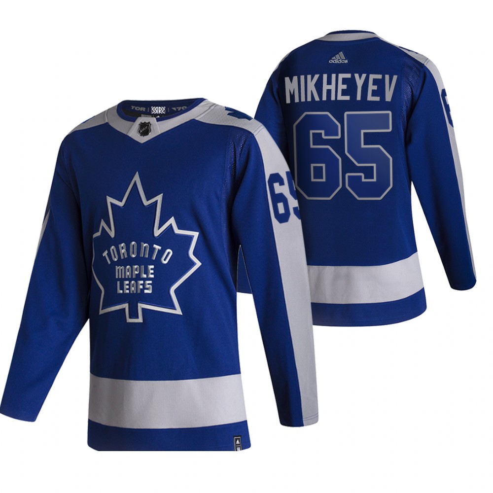 Personalized Toronto Maple Leafs #65 Ilya Mikheyev Blue Men’s 2020-21 Reverse Retro Alternate NHL Jersey