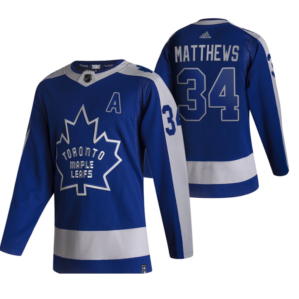 Personalized Toronto Maple Leafs #34 Auston Matthews Blue Men’s 2020-21 Reverse Retro Alternate NHL Jersey