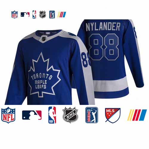 Personalized Toronto Maple Leafs #88 William Nylander Blue Men’s 2020-21 Reverse Retro Alternate NHL Jersey