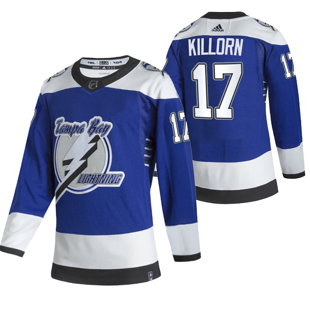 Personalized Tampa Bay Lightning #17 Alex Killorn Blue Men’s 2020-21 Reverse Retro Alternate NHL Jersey