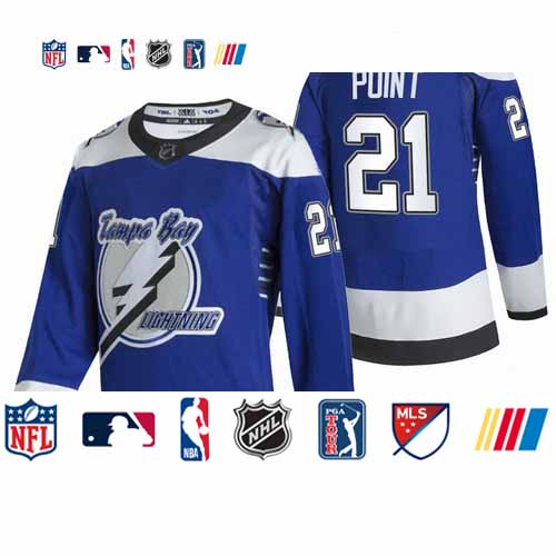 Personalized Tampa Bay Lightning #21 Brayden Point Blue Men’s 2020-21 Reverse Retro Alternate NHL Jersey