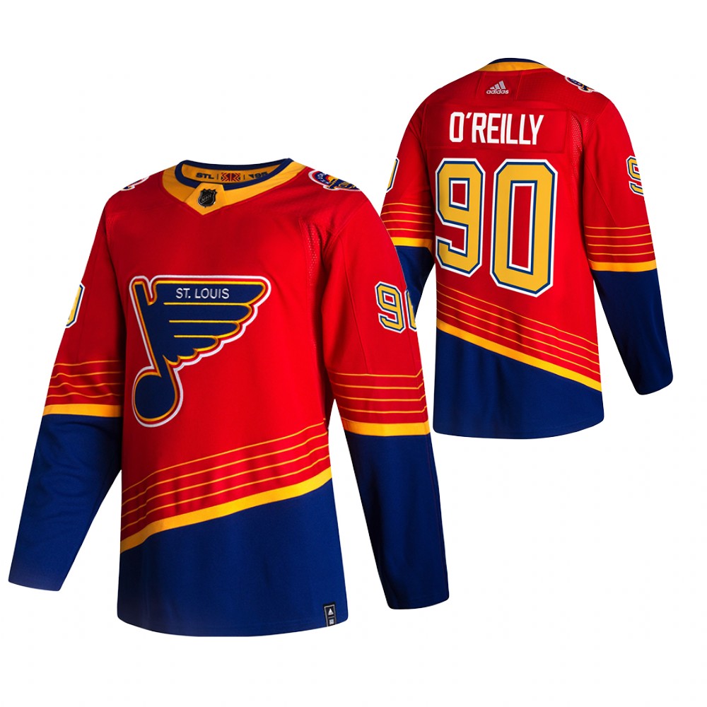 Personalized St. Louis Blues #90 Ryan O’Reilly Red Men’s 2020-21 Reverse Retro Alternate NHL Jersey