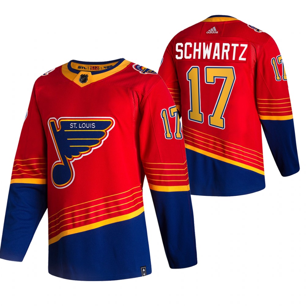 Personalized St. Louis Blues #17 Jaden Schwartz Red Men’s 2020-21 Reverse Retro Alternate NHL Jersey