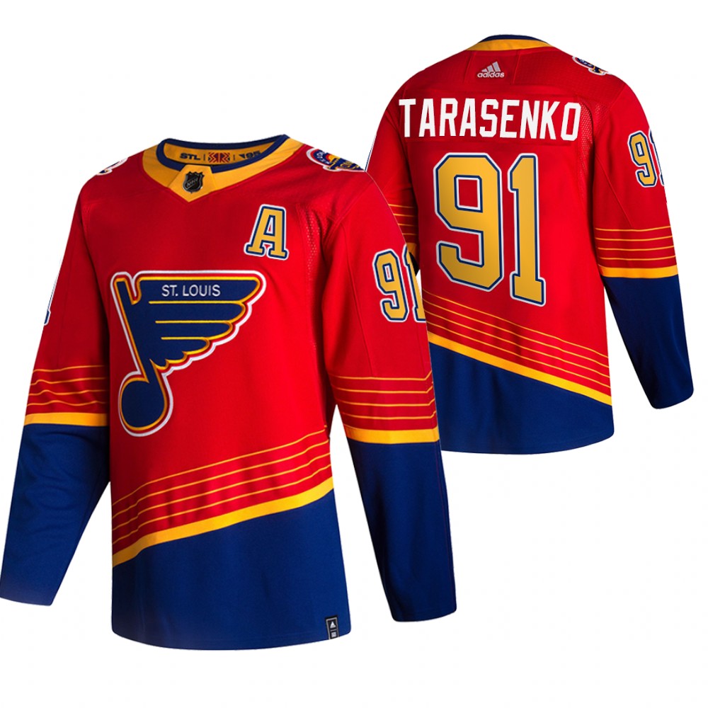 Personalized St. Louis Blues #91 Vladimir Tarasenko Red Men’s 2020-21 Reverse Retro Alternate NHL Jersey