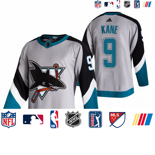 Personalized San Jose Sharks #9 Evander Kane Grey Men’s 2020-21 Reverse Retro Alternate NHL Jersey