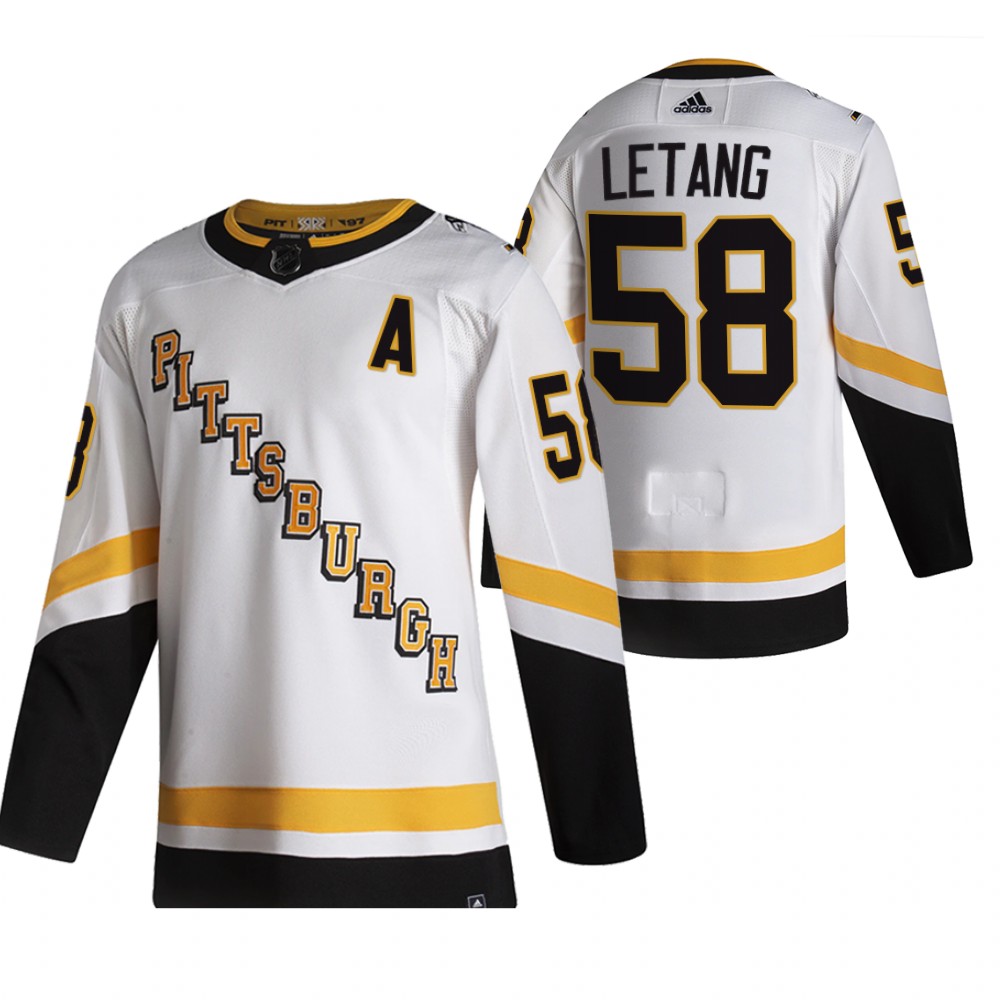 Personalized Pittsburgh Penguins #58 Kris Letang White Men’s 2020-21 Reverse Retro Alternate NHL Jersey